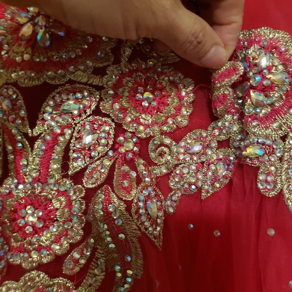 FUCHSIA LONG DRESS WHIT RHINESTONES SIZE:XXL - Picture 12 of 16